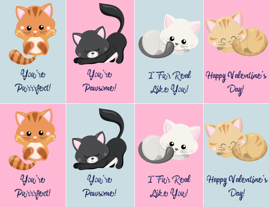 printable cat valentine cards