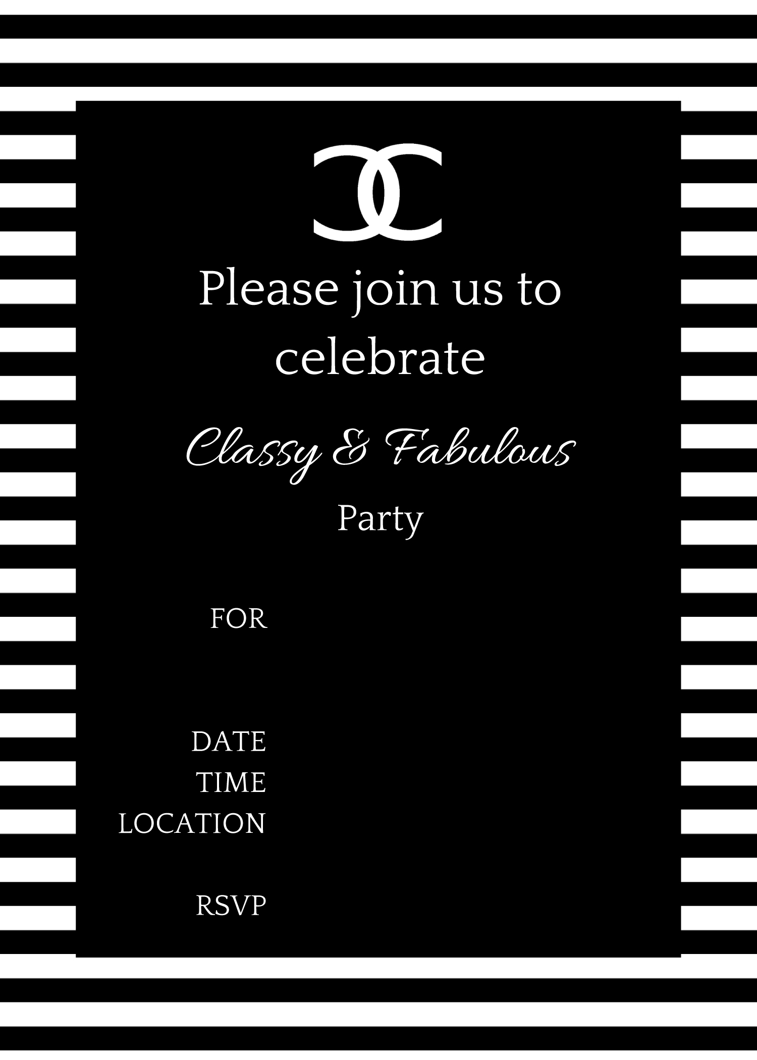 blank chanel invitation template