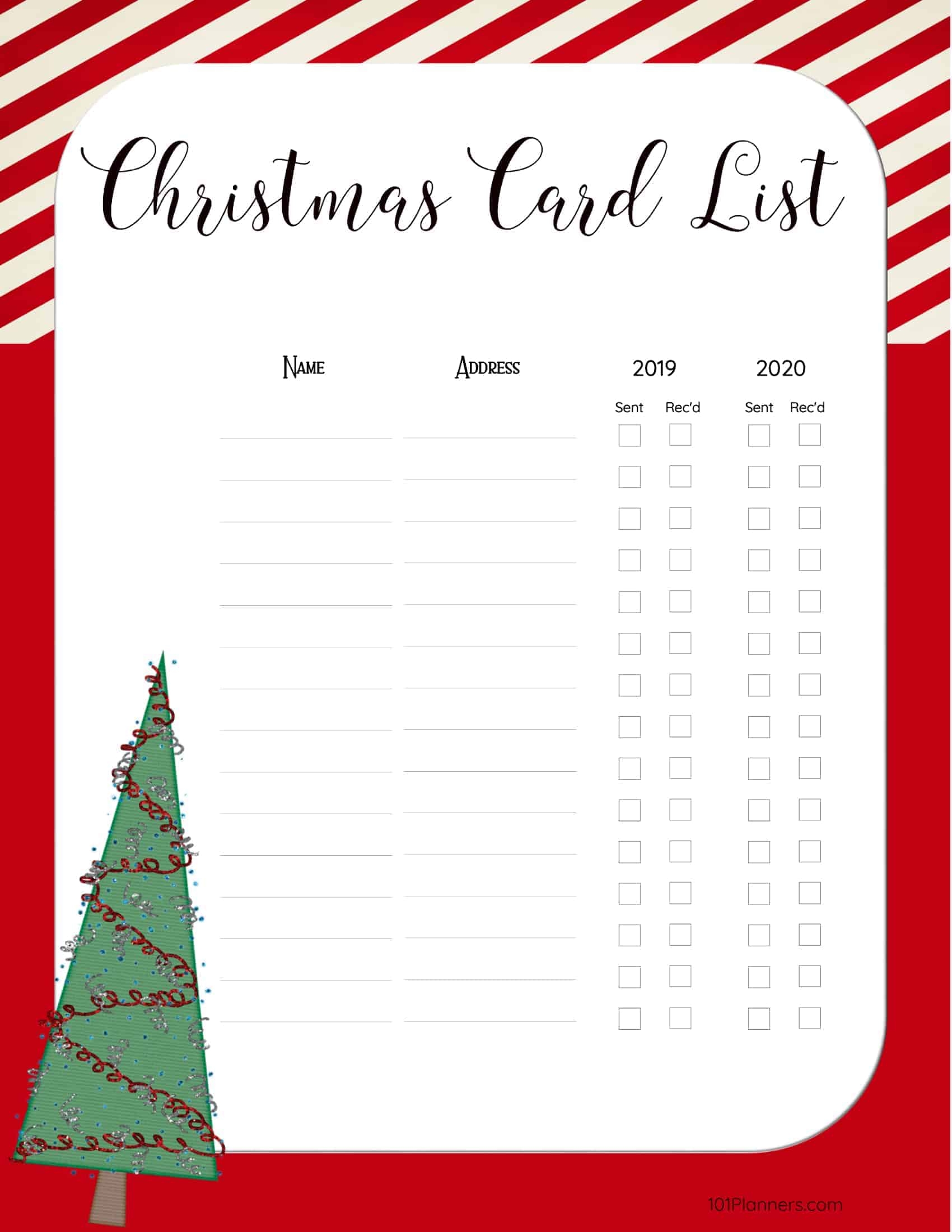 Free Printable Christmas Card List Free Printable Christmas Cards Diy