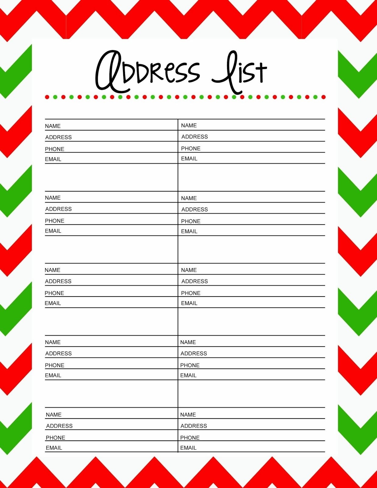 Free Printable Christmas Card List Template Fillable Form 2024