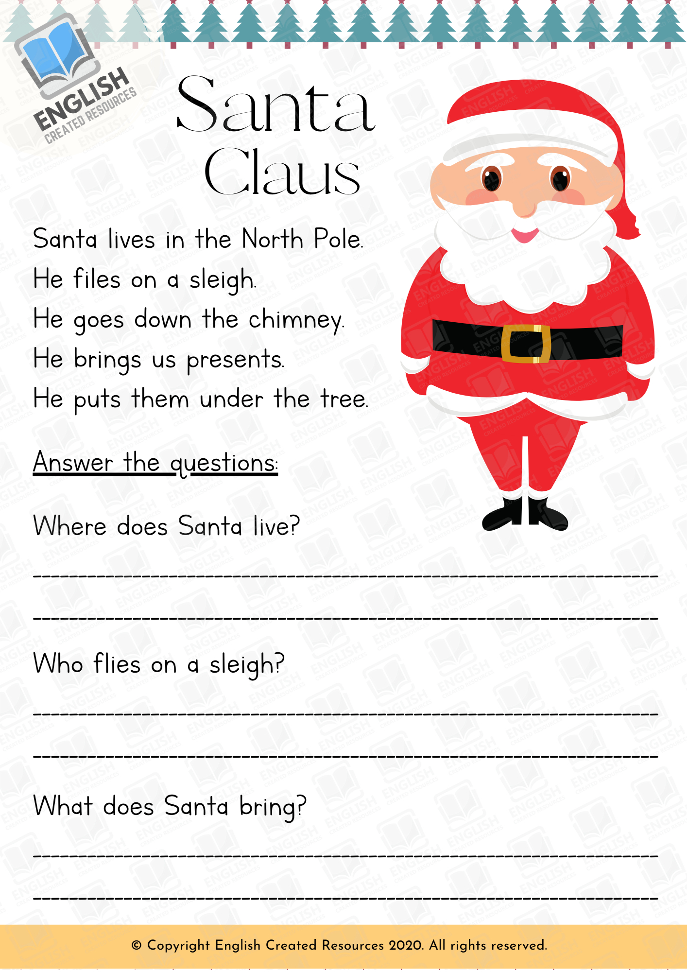 Free Printable Christmas Comprehension Worksheets Printable Worksheets