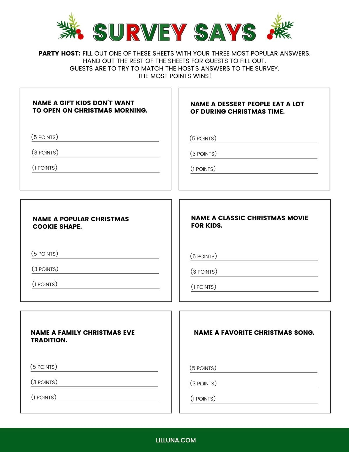 printable holiday games for kids