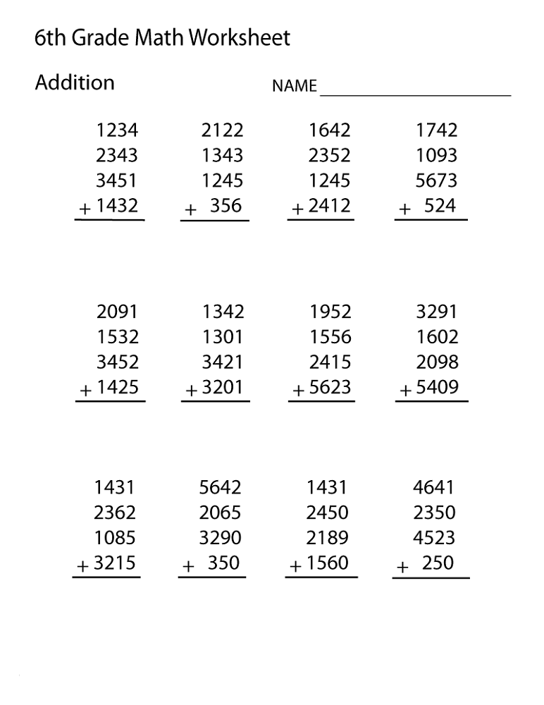 math worksheets 6th grade