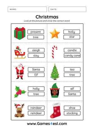 Free Printable Christmas Worksheets Games4esl Worksheets Library