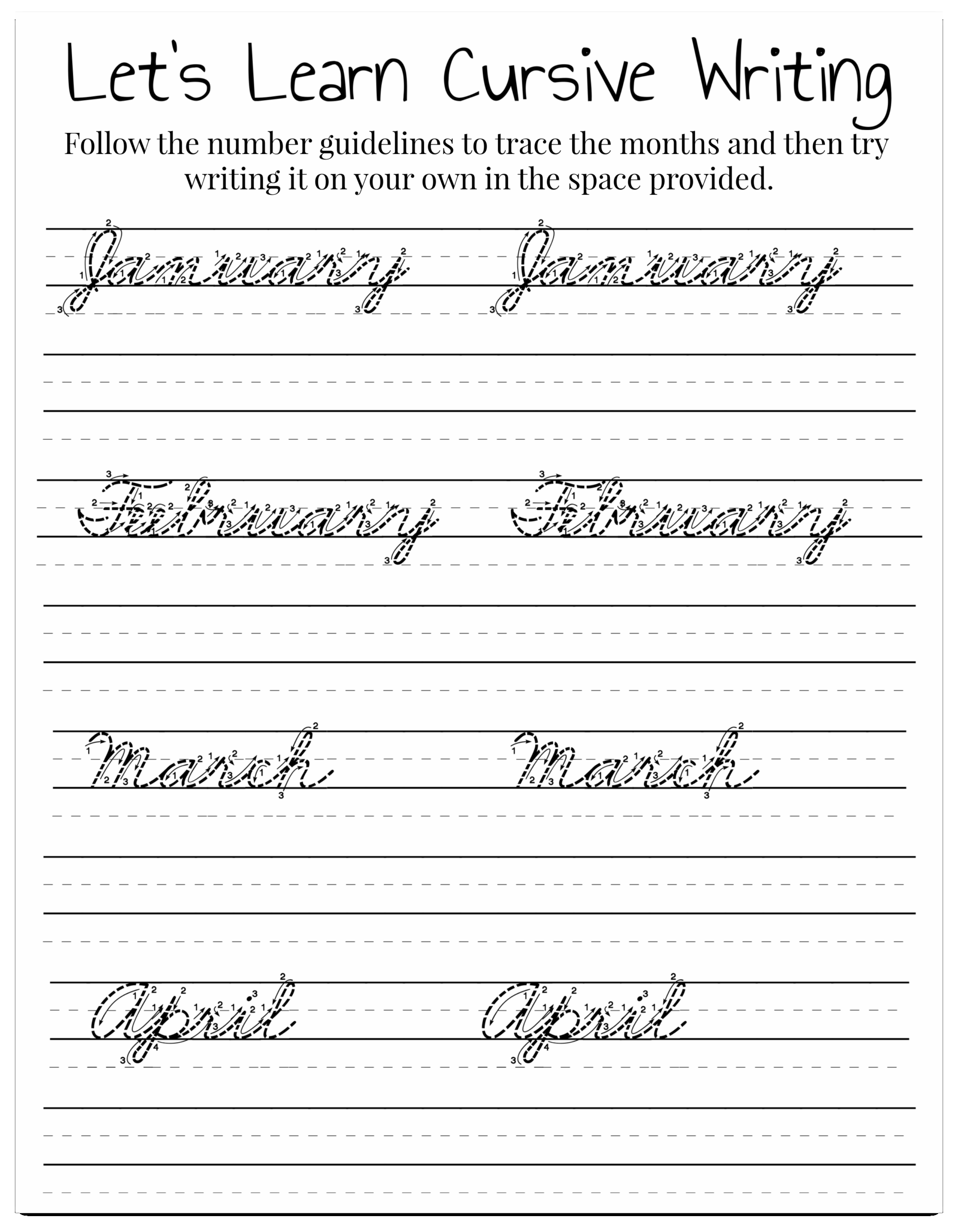 cursive practice printable worksheets
