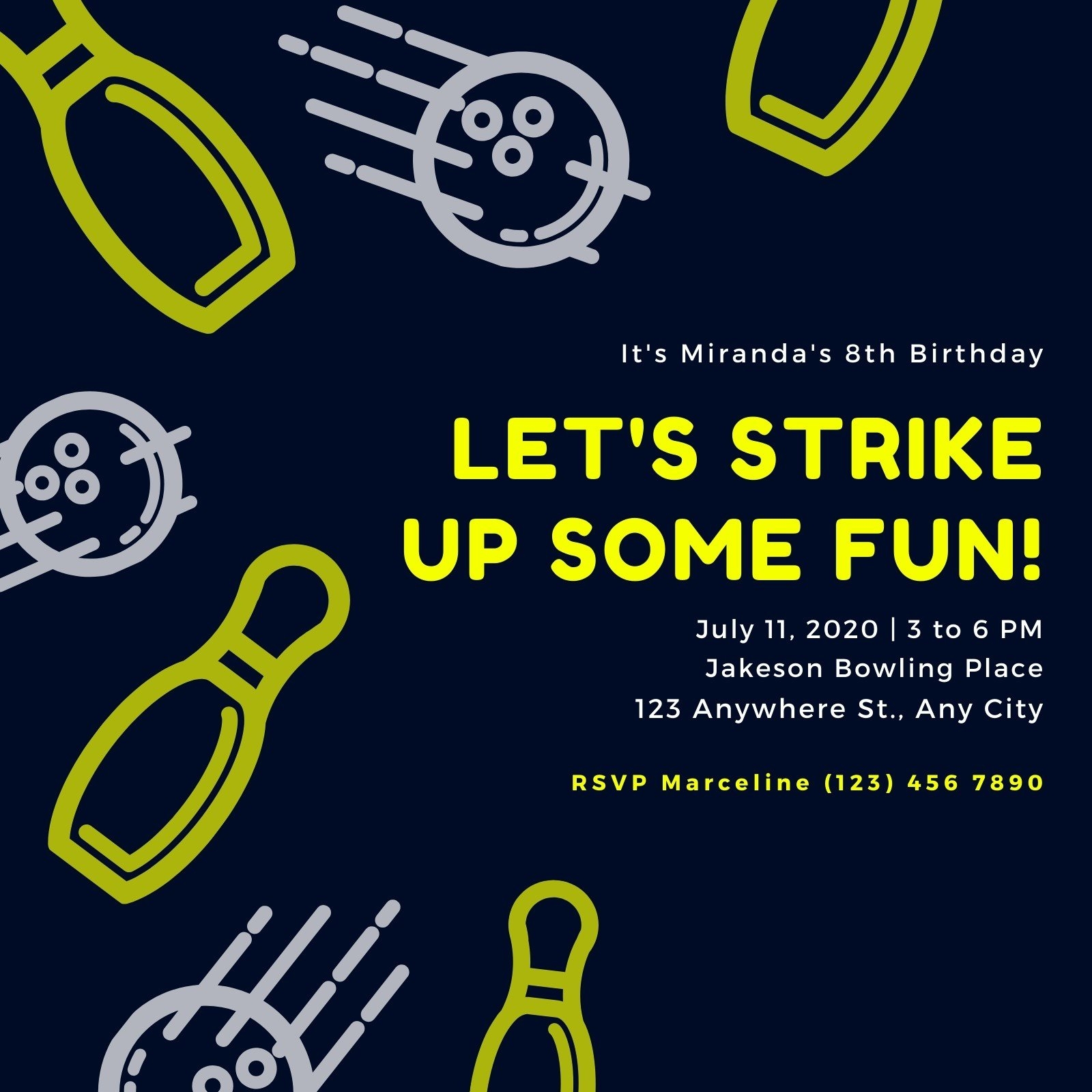 Free Printable Customizable Bowling Invitation Templates Canva