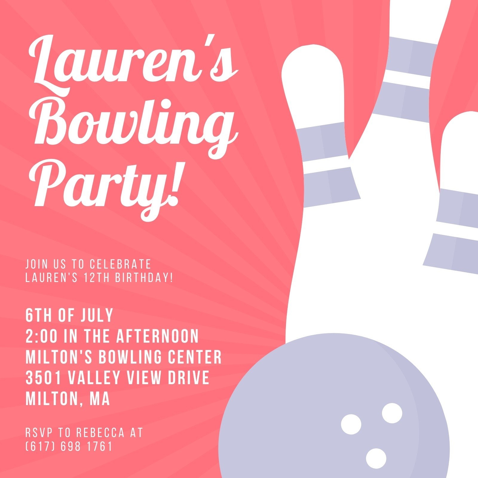 Free Printable Customizable Bowling Invitation Templates Canva
