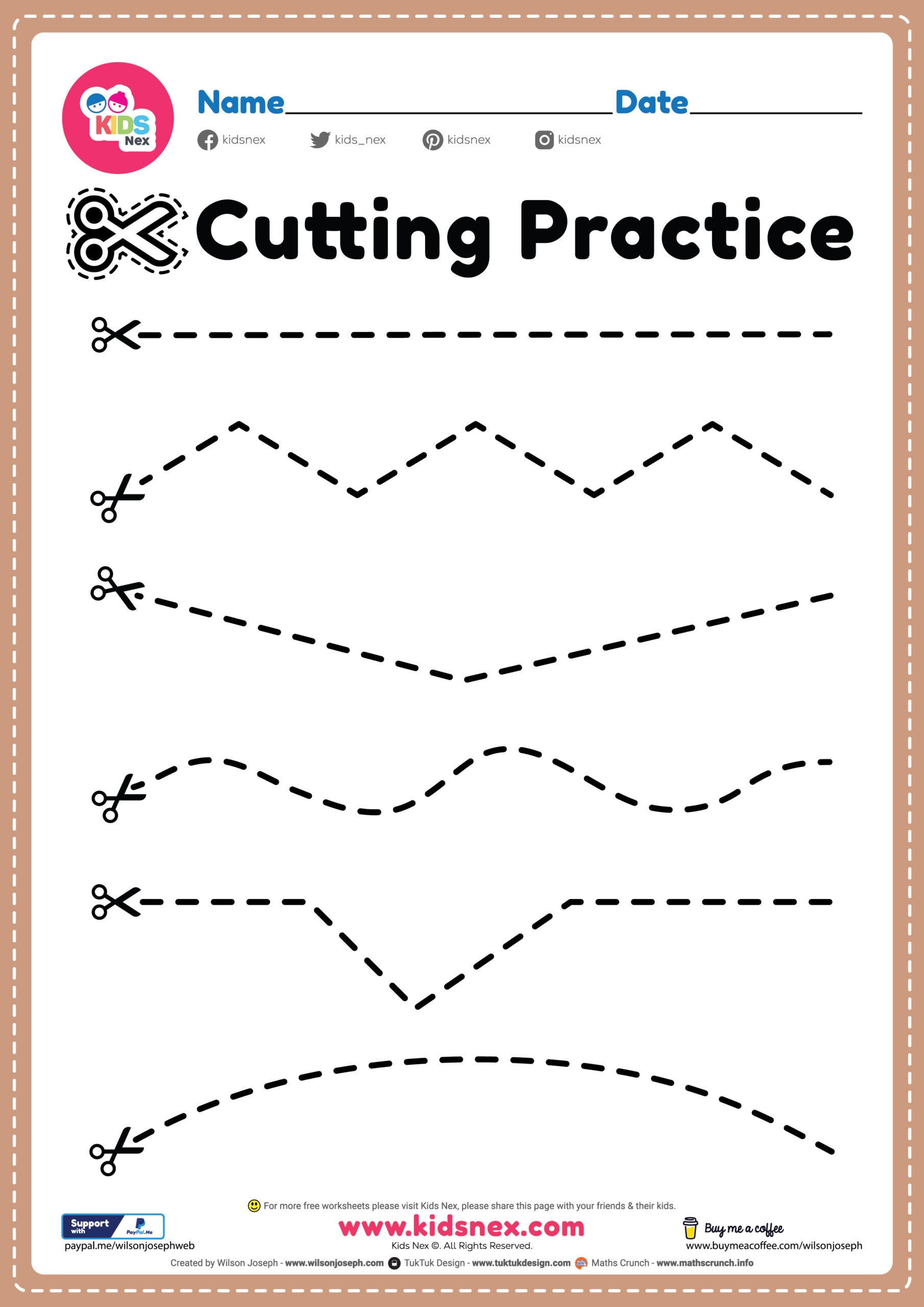 Free Printable Cutting Practice Worksheets For Kindergarten Pdf