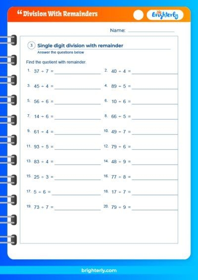 math worksheets division with remainders