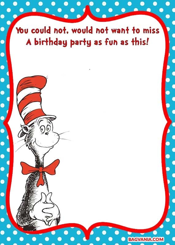 Free Printable Dr seuss Cat In The Hat Invitation Template Intended 