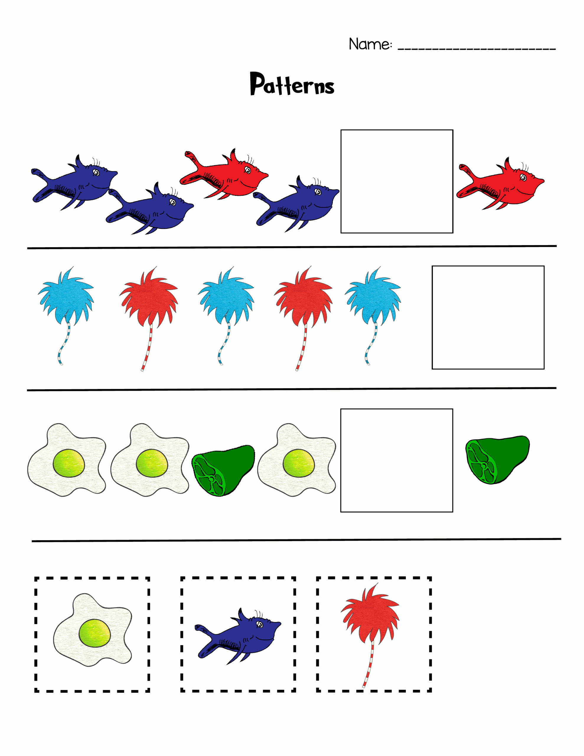 dr seuss worksheets preschool