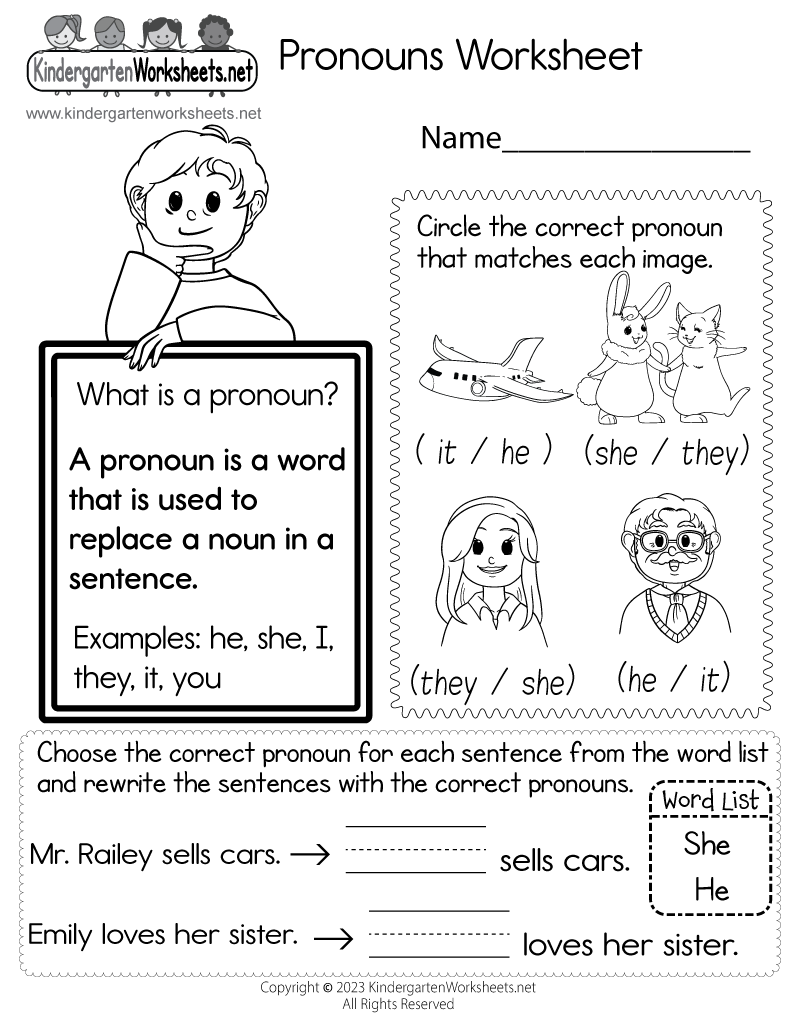 kindergarten english worksheet