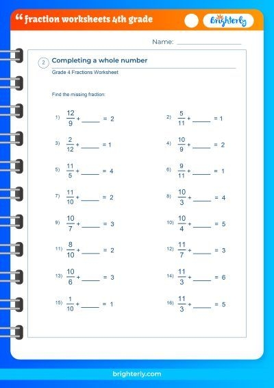 4th grade fraction worksheets