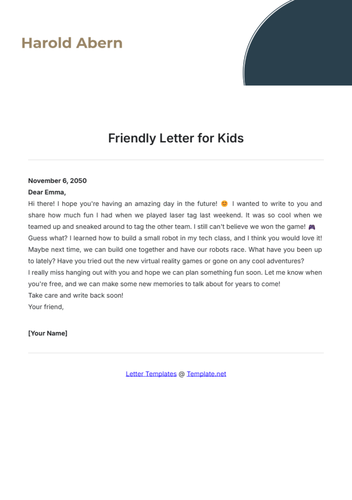 Free Printable Friendly Letter Template For Kids Infoupdate