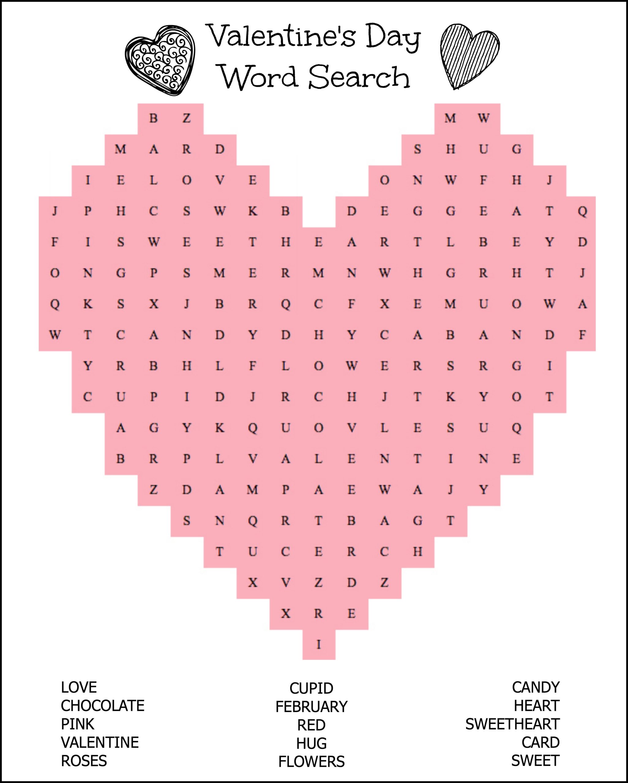 printable valentines games for kids