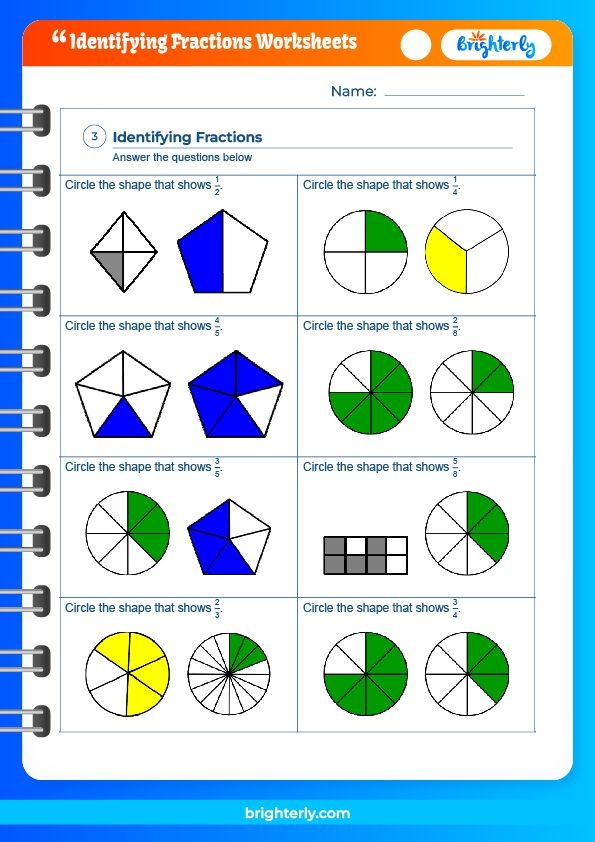 FREE Printable Identifying Fractions Worksheets PDFs Brighterly