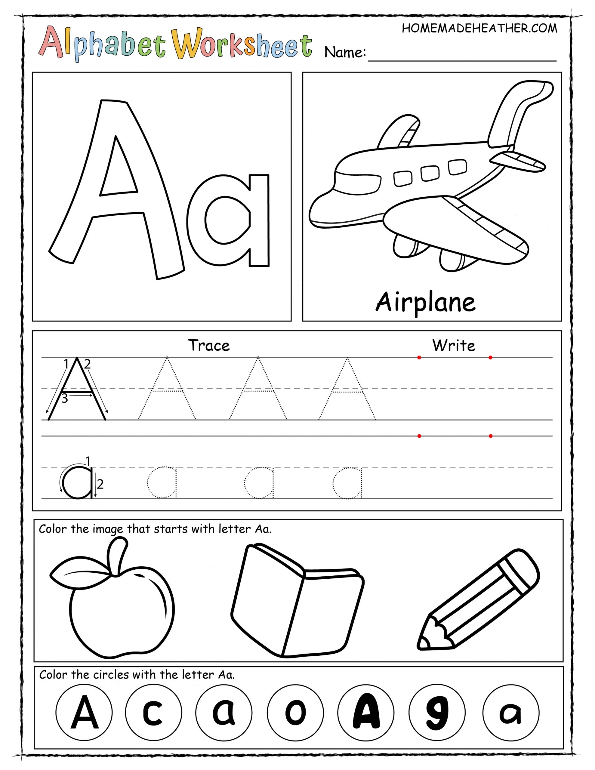 free printable alphabet worksheet kindergarten