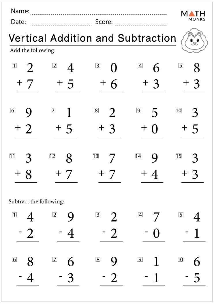 basic addition and subtraction worksheets