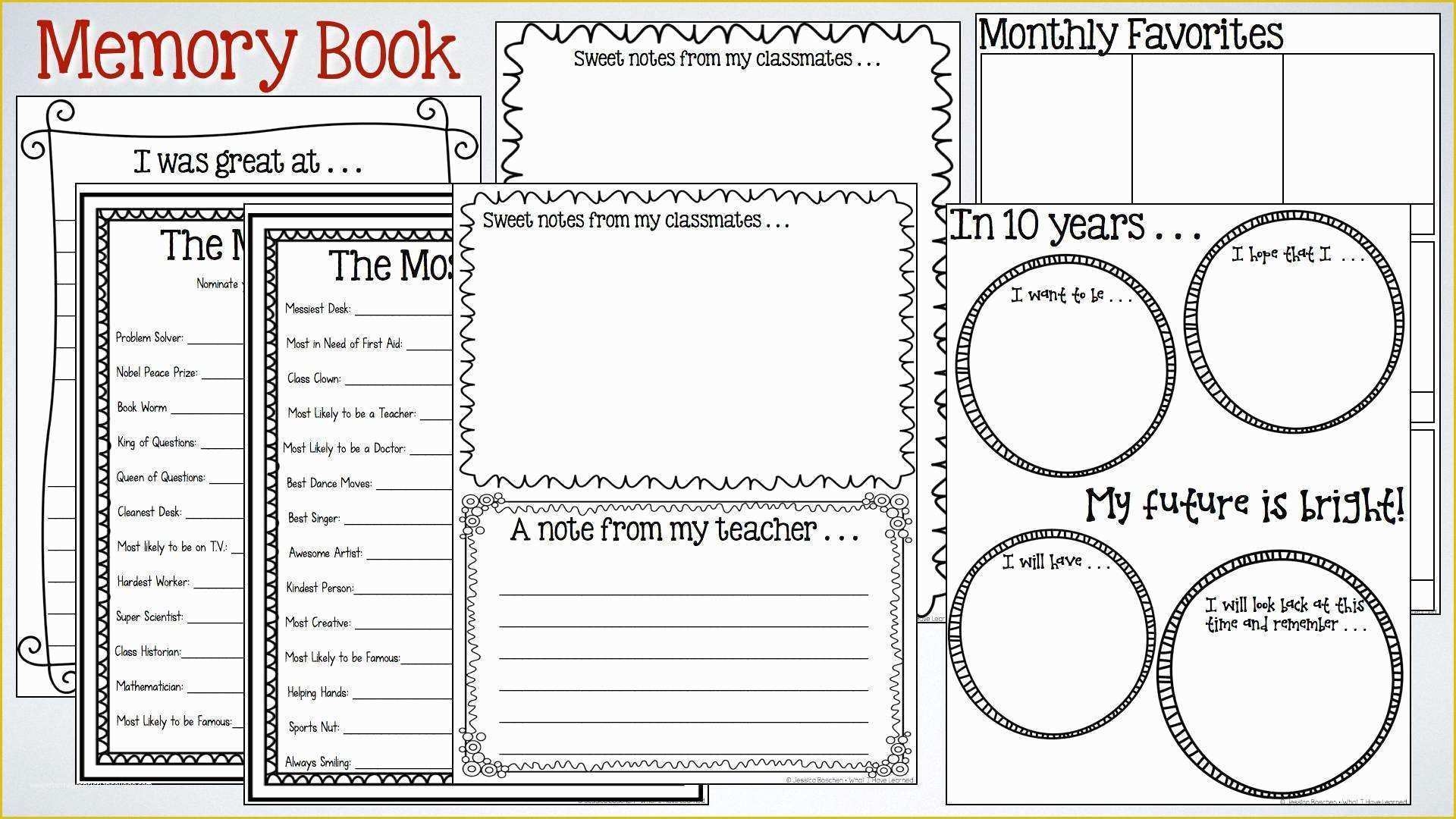 free printable memory book templates pdf