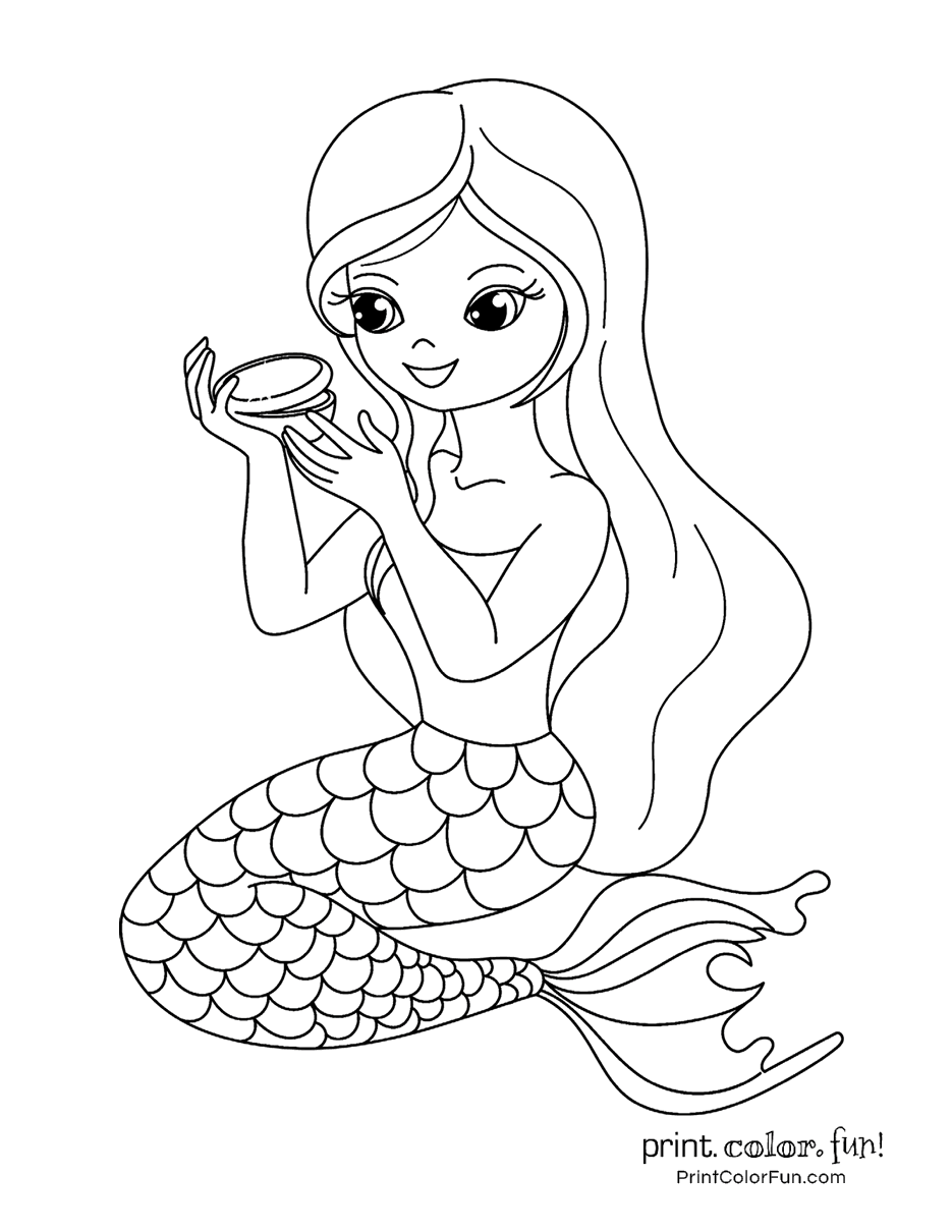free mermaid printable coloring pages