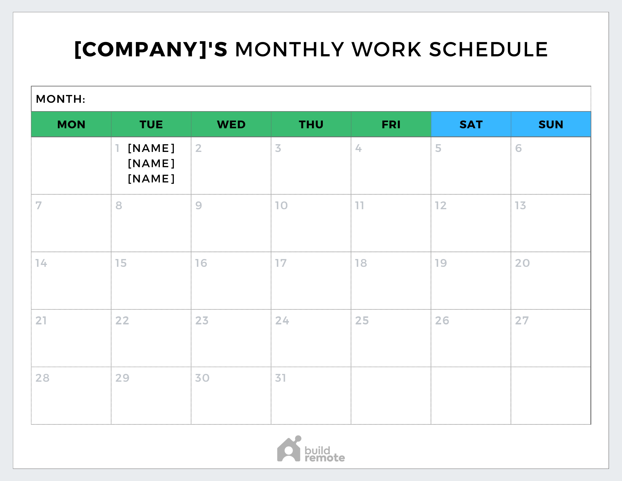 free schedule template printable
