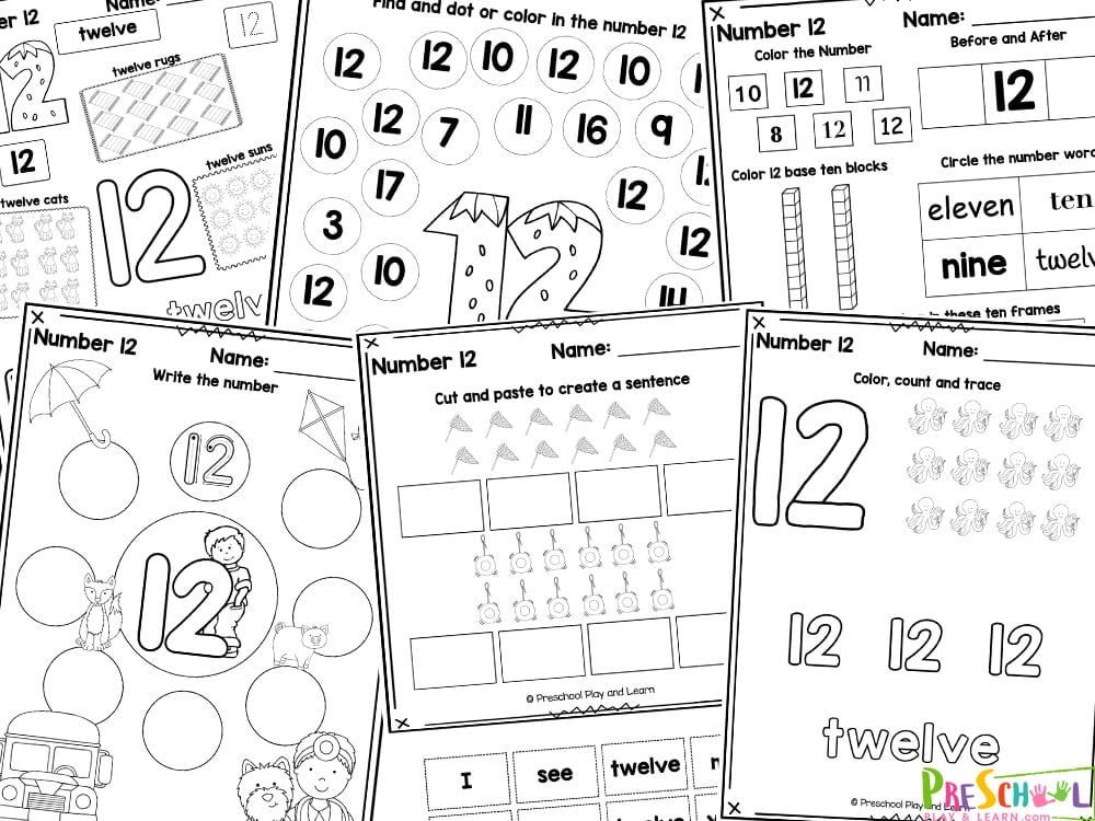 printable number 12 worksheet for preschool