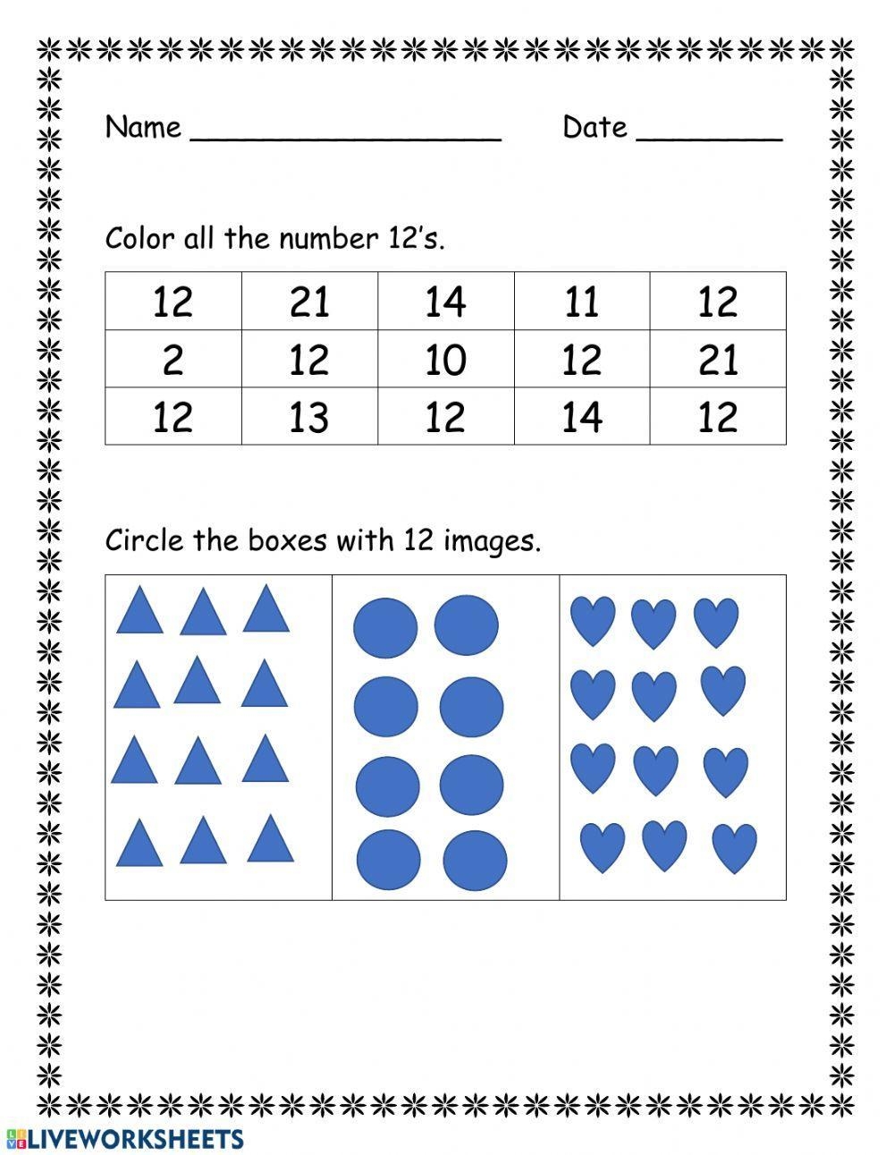 Free Printable Number 12 Worksheet Worksheets Library