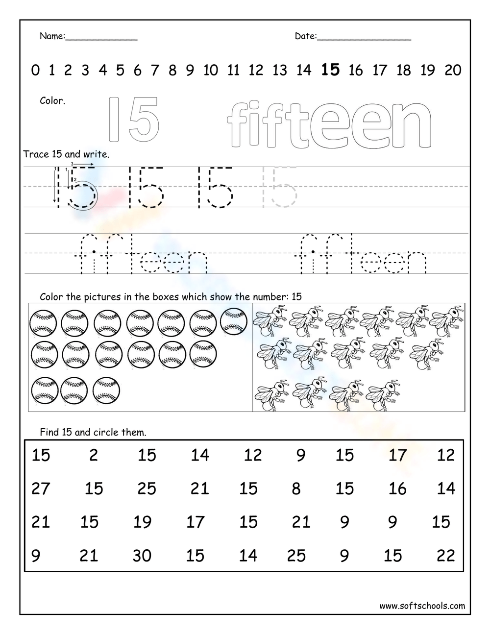 FREE Printable Number 15 Tracing Worksheets For Preschool Worksheets 