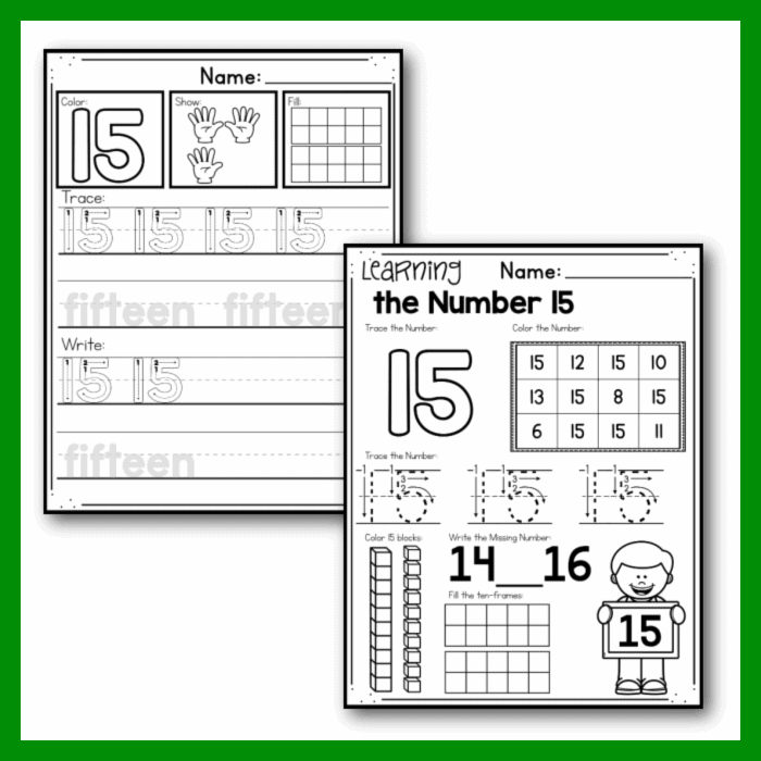 Free Printable Number 15 Worksheets For Preschool Worksheets Library
