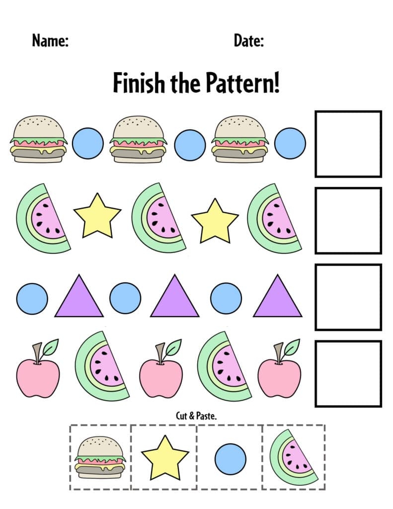 Free Printable Pattern Worksheets For Preschool The Hollydog Blog 