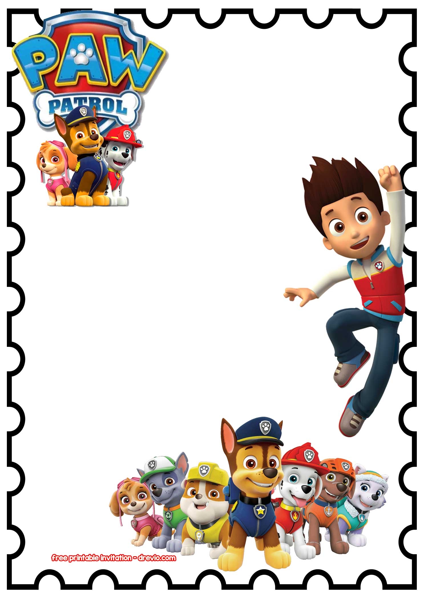 birthday invitation template paw patrol