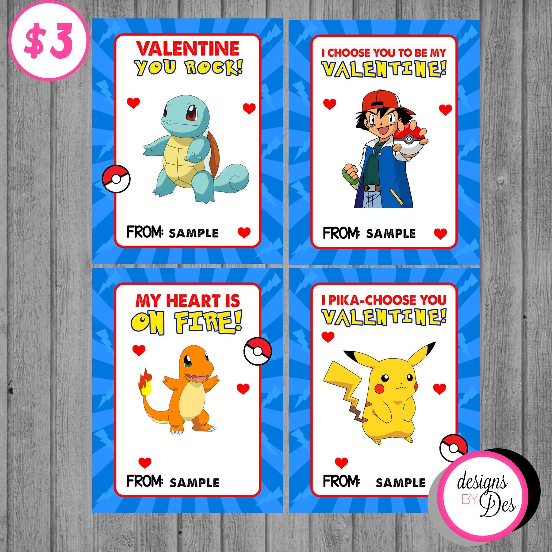 pokemon valentines card printable
