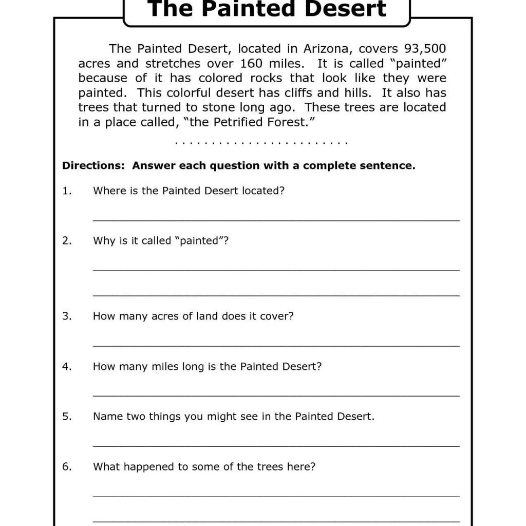 Free Printable Reading Comprehension Worksheets 3Rd Grade To Print 