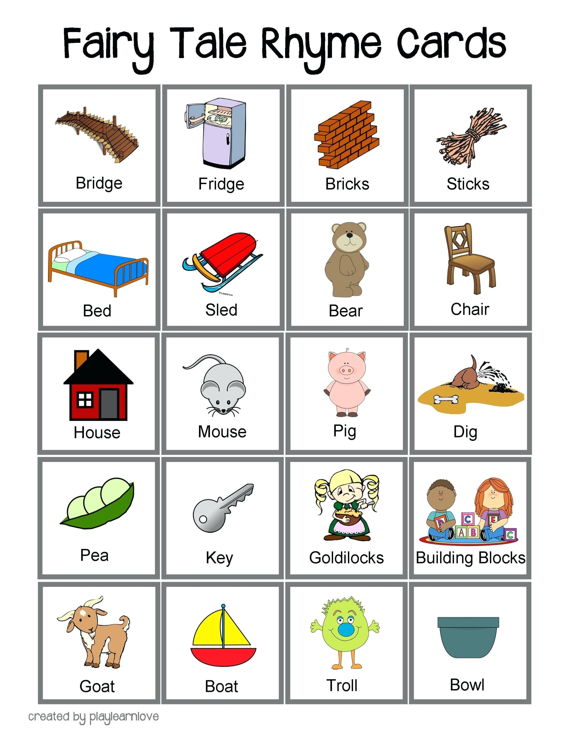 Free Printable Rhyming Words Flash Cards Gerald Printable