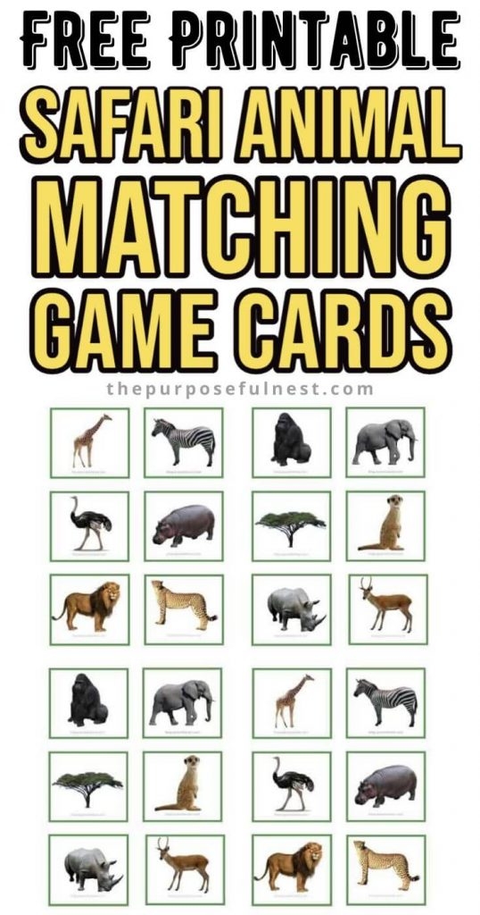 Free Printable Safari Animal Matching Cards The Purposeful Nest