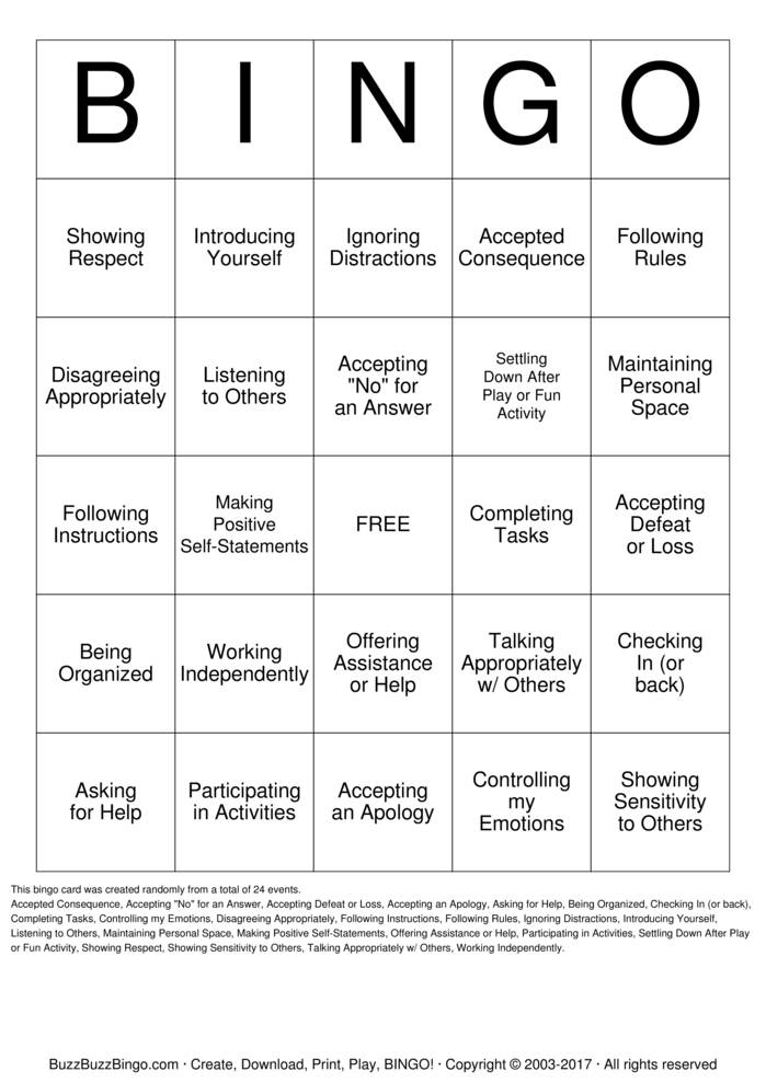 Free Printable Social Skills Games