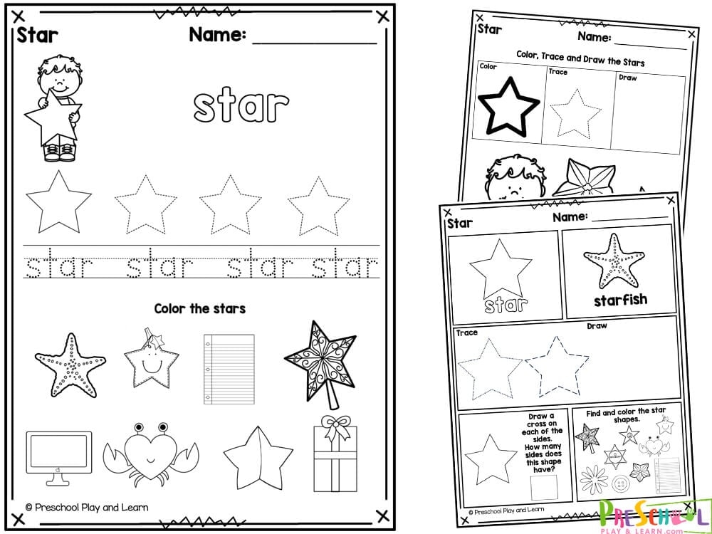 FREE Printable STAR Shape Worksheets For Preschool Worksheets Library