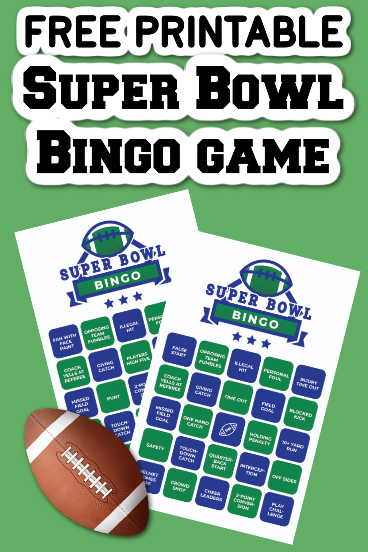 Free Printable Super Bowl Bingo Cards