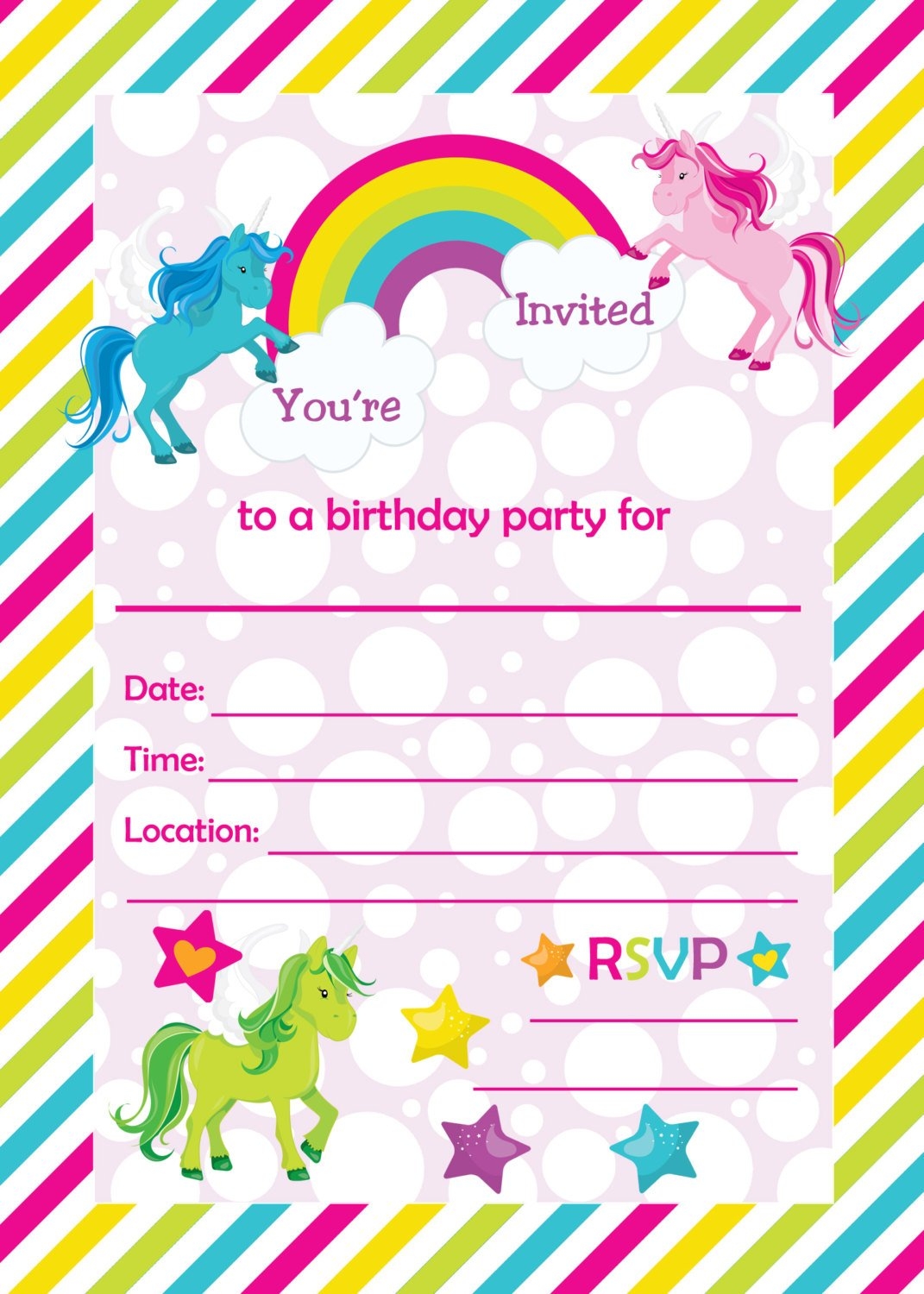 Free Printable Unicorn Invitation Template Printable Templates