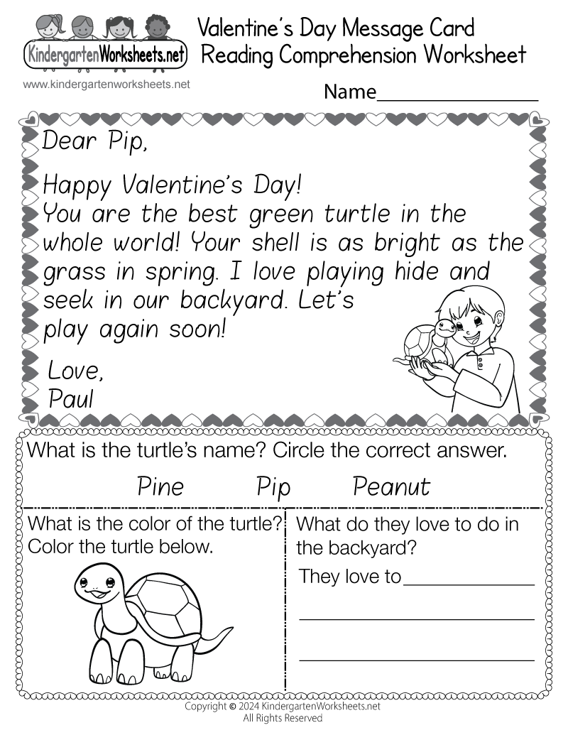 Free Printable Valentine 39 s Day Message Card For Kindergarten