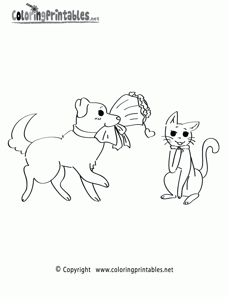 Free Printable Valentine 39 s Dog Cat Coloring Page