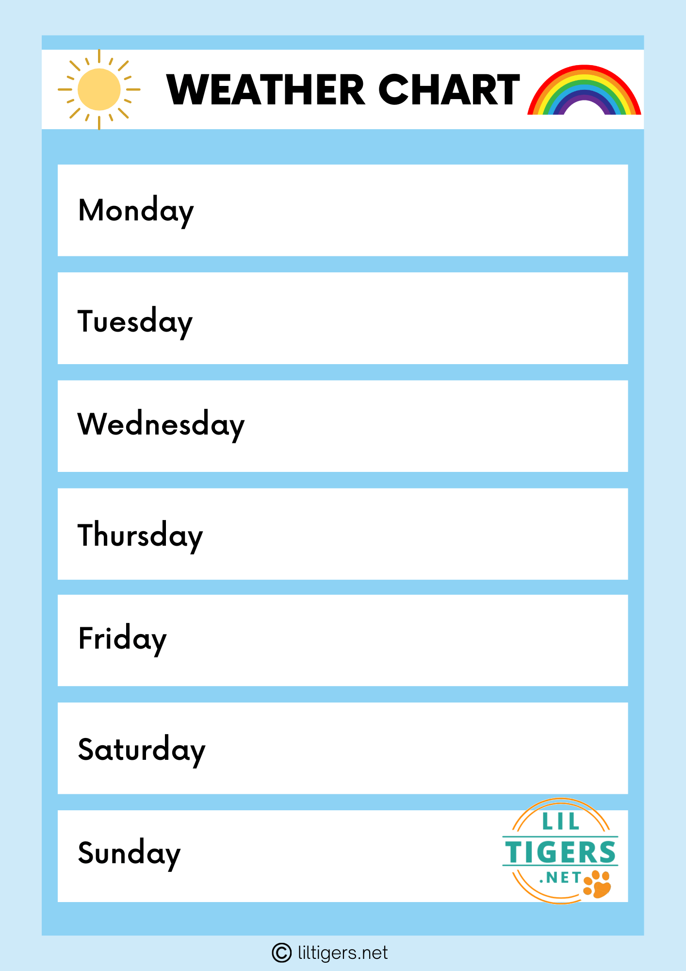 Free Printable Weather Chart For Kids
