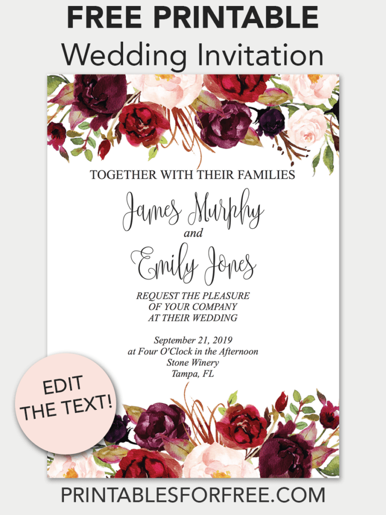 Free Printable Wedding Invitation Templates