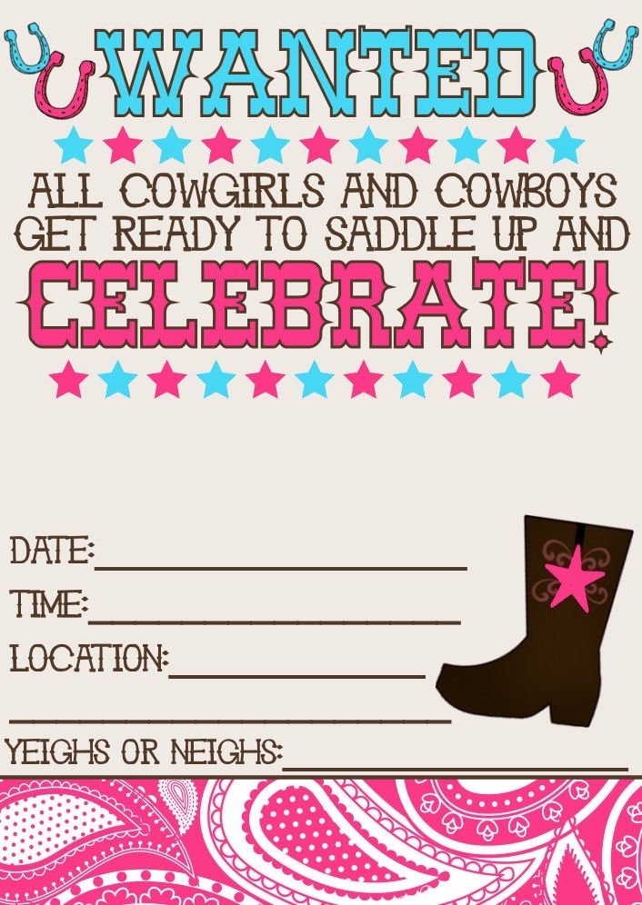 Free Printable Western Birthday Invitations