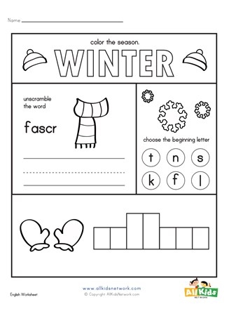 winter worksheets for preschool