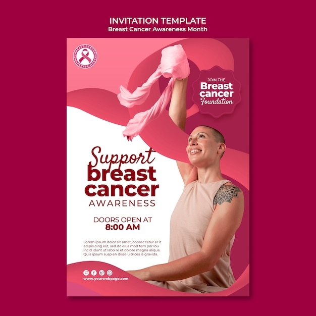 Free PSD Breast Cancer Awareness Month Invitation Template