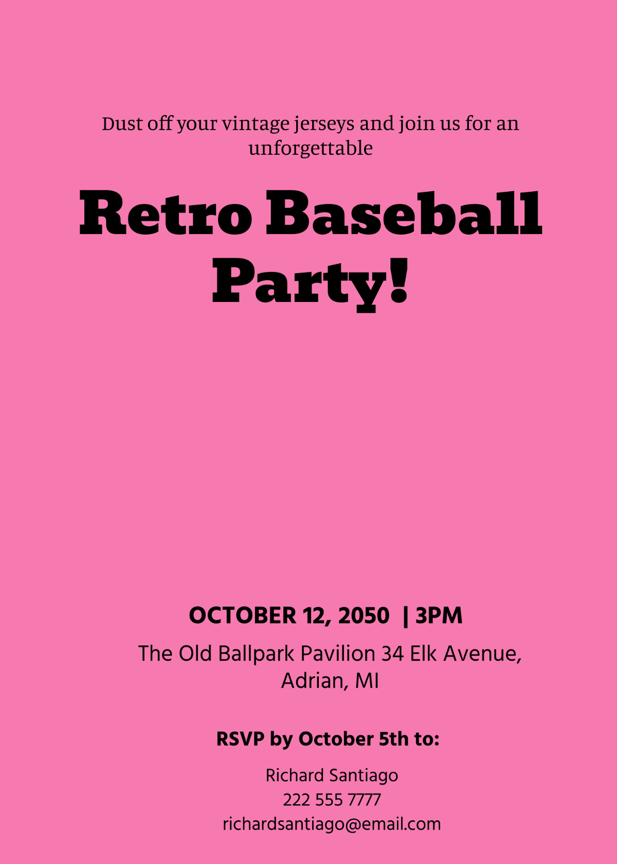 baseball party invitation template