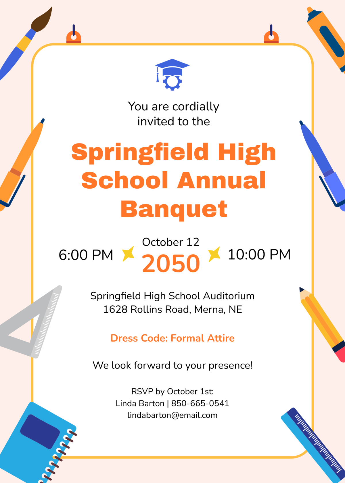 Free School Banquet Invitation Template To Edit Online