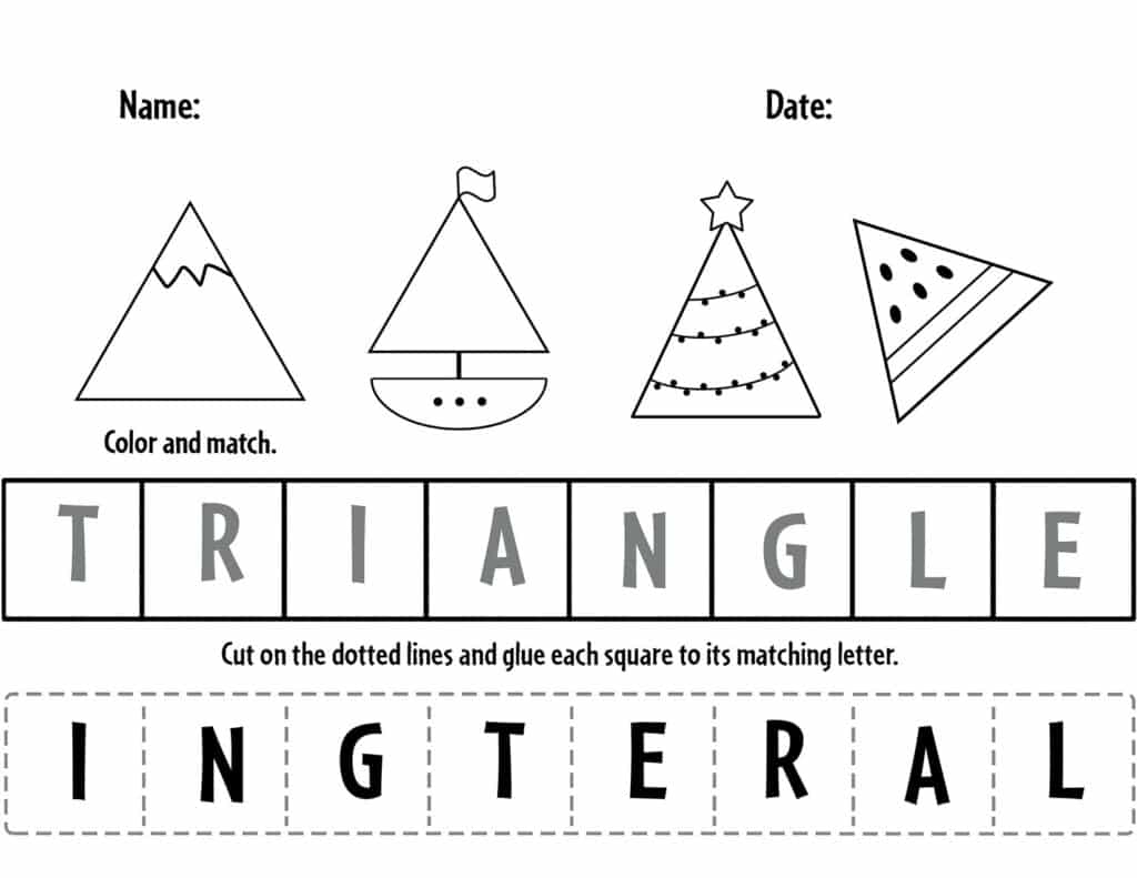triangle worksheets for preschoolers