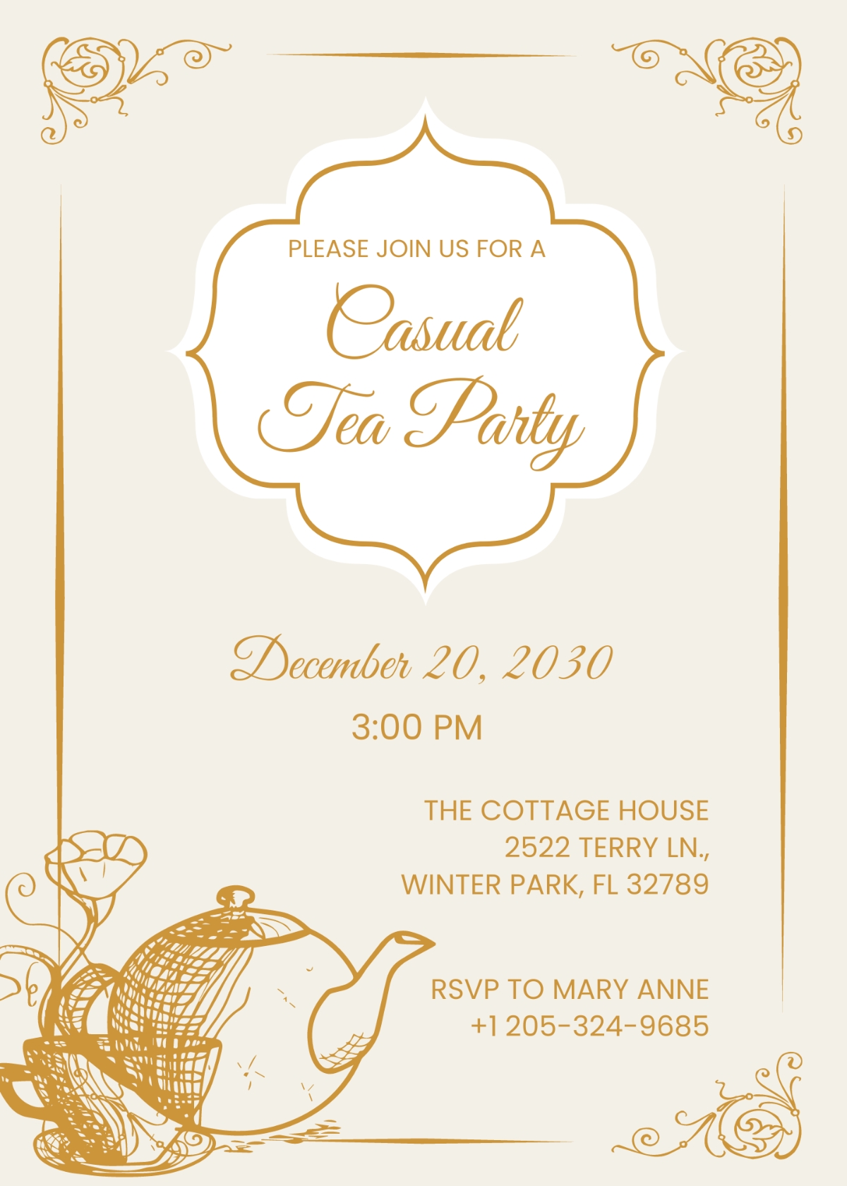 bridal tea party invitation template